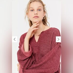 Urban Outfitters Jax Inside Out Ribbed Notch Neck Top